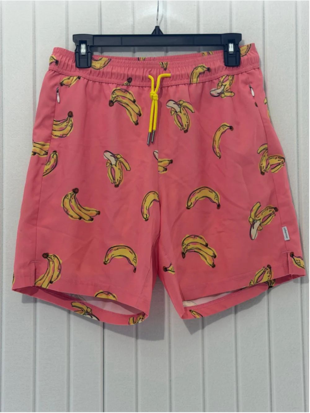 Maamgic Men’s Pink Banana Print Swim Trunks – Size Medium